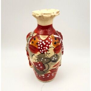 Vintage 4" Japanese Satsuma Style Moriage Miniature Ceramic Vase